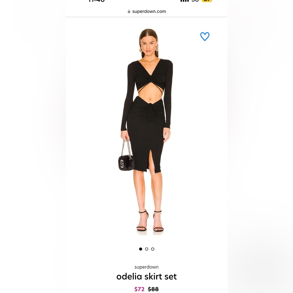 SOLD OUT - Never worn superdown odelia skirt set in ribbed black. Size M